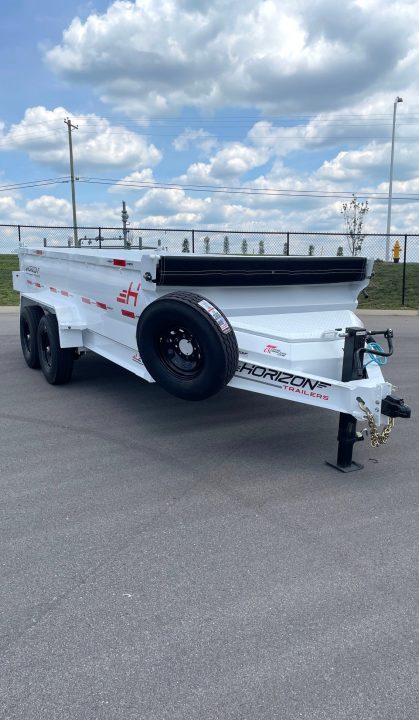 New Horizon LZ7 14'x 83" Dump Trailer: PEARL WHITE , 14K GVWR, Spare
