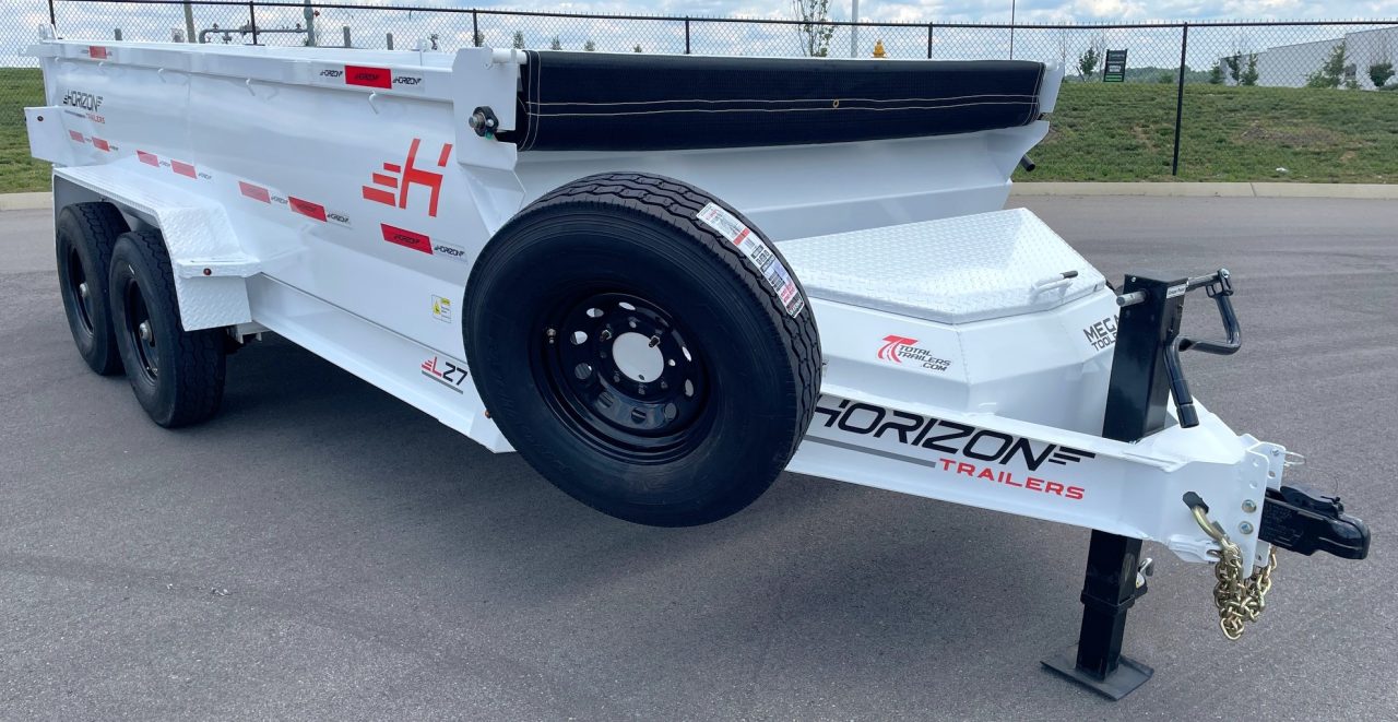 New Horizon LZ7 14'x 83" Dump Trailer: PEARL WHITE , 14K GVWR, Spare