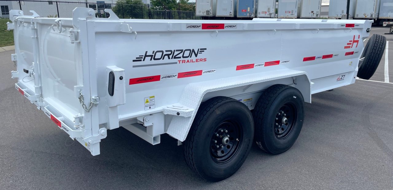 New Horizon LZ7 14'x 83" Dump Trailer: PEARL WHITE , 14K GVWR, Spare