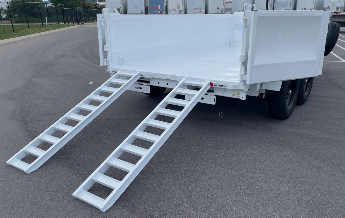 New Horizon LZ7 14'x 83" Dump Trailer: PEARL WHITE , 14K GVWR, Spare