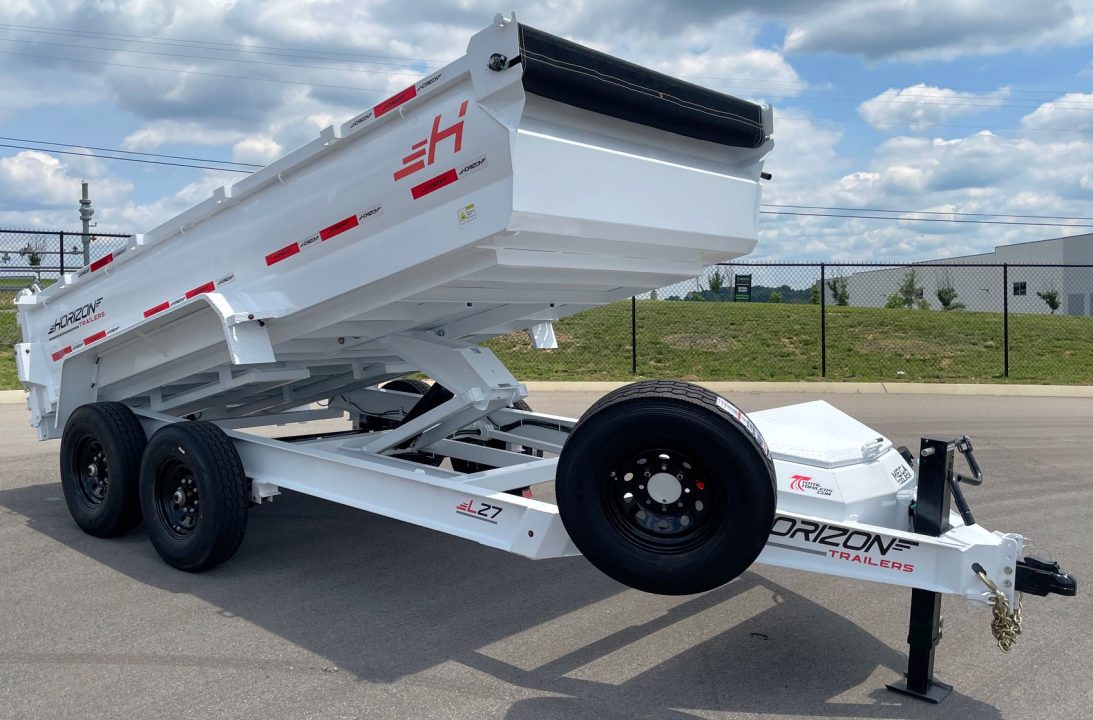 New Horizon LZ7 14'x 83" Dump Trailer: PEARL WHITE , 14K GVWR, Spare