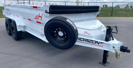 New Horizon LZ7 14'x 83" Dump Trailer: PEARL WHITE , 14K GVWR, Spare