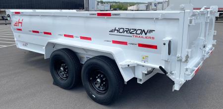 New Horizon LZ7 14'x 83" Dump Trailer: PEARL WHITE , 14K GVWR, Spare