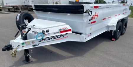 New Horizon LZ7 14'x 83" Dump Trailer: PEARL WHITE , 14K GVWR, Spare