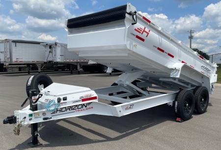 New Horizon LZ7 14'x 83" Dump Trailer: PEARL WHITE , 14K GVWR, Spare