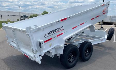 New Horizon LZ7 14'x 83" Dump Trailer: PEARL WHITE , 14K GVWR, Spare