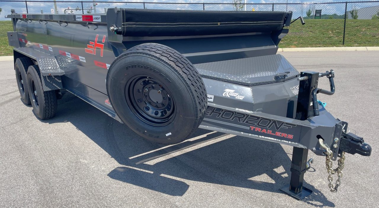 New Horizon LZ7 14'x 83" Dump Trailer: ASH GRAY, 14K GVWR, Spare