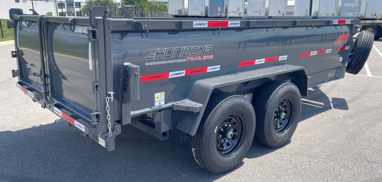 New Horizon LZ7 14'x 83" Dump Trailer: ASH GRAY, 14K GVWR, Spare