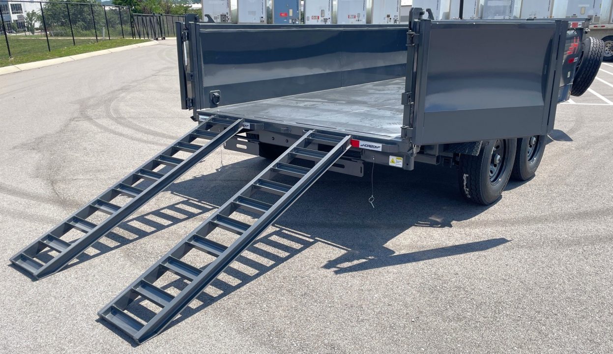 New Horizon LZ7 14'x 83" Dump Trailer: ASH GRAY, 14K GVWR, Spare