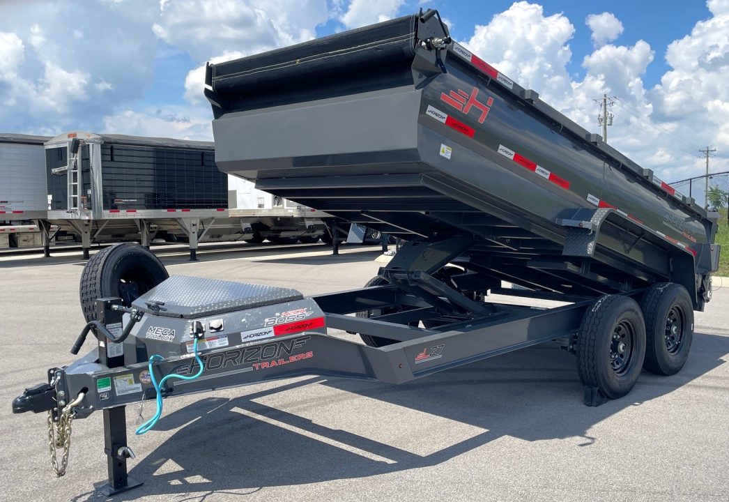 New Horizon LZ7 14'x 83" Dump Trailer: ASH GRAY, 14K GVWR, Spare