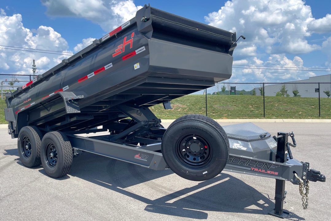 New Horizon LZ7 14'x 83" Dump Trailer: ASH GRAY, 14K GVWR, Spare