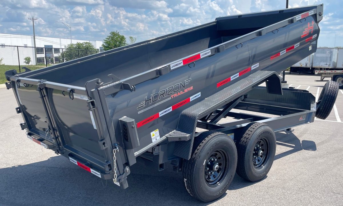New Horizon LZ7 14'x 83" Dump Trailer: ASH GRAY, 14K GVWR, Spare