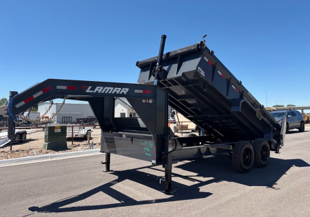 New 2026 Lamar 7X14 16K Telescopic Gooseneck Dump Trailer