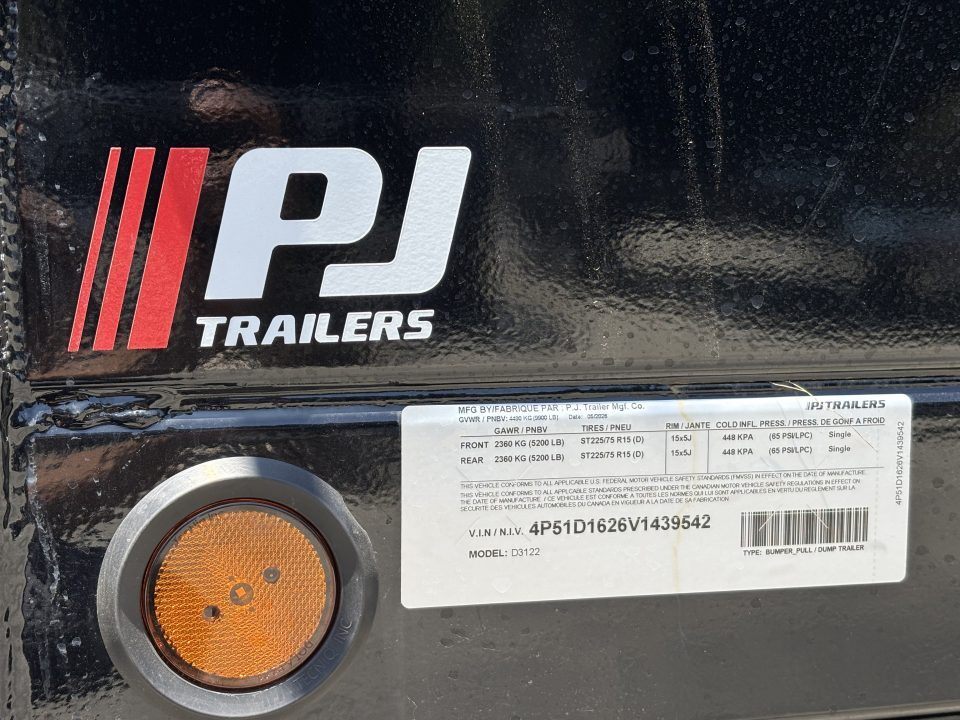 New 2027 PJ Trailers D3 72" Tandem Axle Dump Trailer