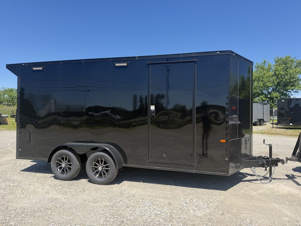New 2027 Rock Solid Cargo 7'x16'x7' Cargo / Enclosed Trailer Black Out Package
