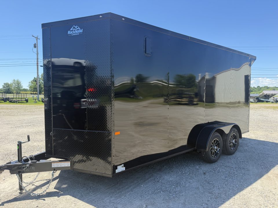 New 2027 Rock Solid Cargo 7'x16'x7' Cargo / Enclosed Trailer Black Out Package