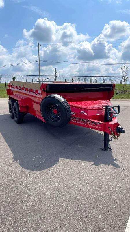 New Horizon LZ7 14'x 83" Dump Trailer: RED, 14K GVWR, Spare