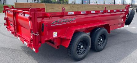 New Horizon LZ7 14'x 83" Dump Trailer: RED, 14K GVWR, Spare