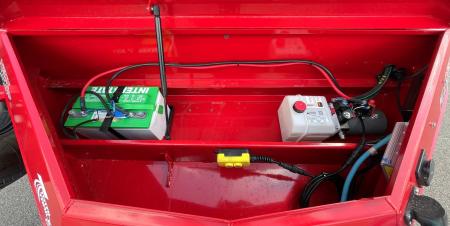 New Horizon LZ7 14'x 83" Dump Trailer: RED, 14K GVWR, Spare
