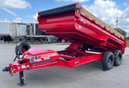 New Horizon LZ7 14'x 83" Dump Trailer: RED, 14K GVWR, Spare