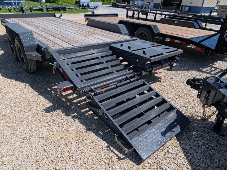 Used 2024 Iron Bull 83 x 20 EWB Equipment Trailer with 14K GVWR, Rampage Ramps and Self-Cleaning Dove Tail