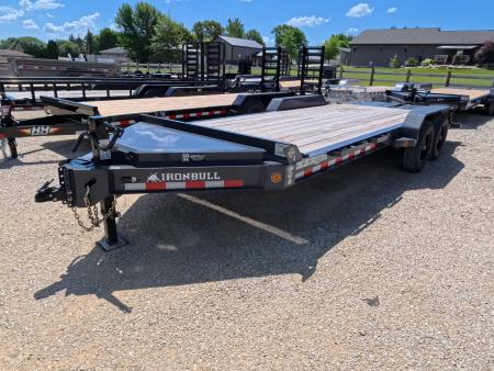 Used 2024 Iron Bull 83 x 20 EWB Equipment Trailer with 14K GVWR, Rampage Ramps and Self-Cleaning Dove Tail