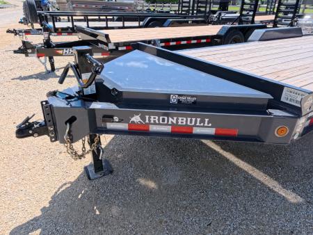 Used 2024 Iron Bull 83 x 20 EWB Equipment Trailer with 14K GVWR, Rampage Ramps and Self-Cleaning Dove Tail