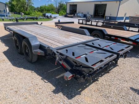 Used 2024 Iron Bull 83 x 20 EWB Equipment Trailer with 14K GVWR, Rampage Ramps and Self-Cleaning Dove Tail