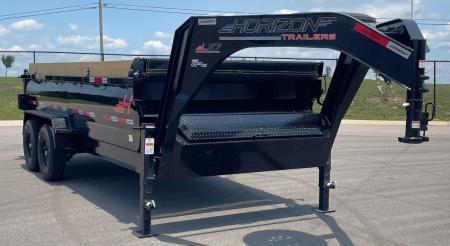 New Horizon LZ7 16'x 83  Gooseneck Dump Trailer: BLACK, 14K GVWR, Spare