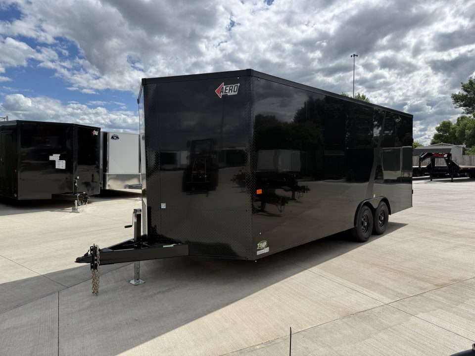 New NEW 2027 AERO 8.5x20 +2’V, 7’ TALL, WHITE Interior, BLACKOUT  EDITION- QUALITY Enclosed Car Hauler Trailer