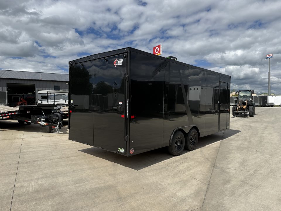 New NEW 2027 AERO 8.5x20 +2’V, 7’ TALL, WHITE Interior, BLACKOUT  EDITION- QUALITY Enclosed Car Hauler Trailer