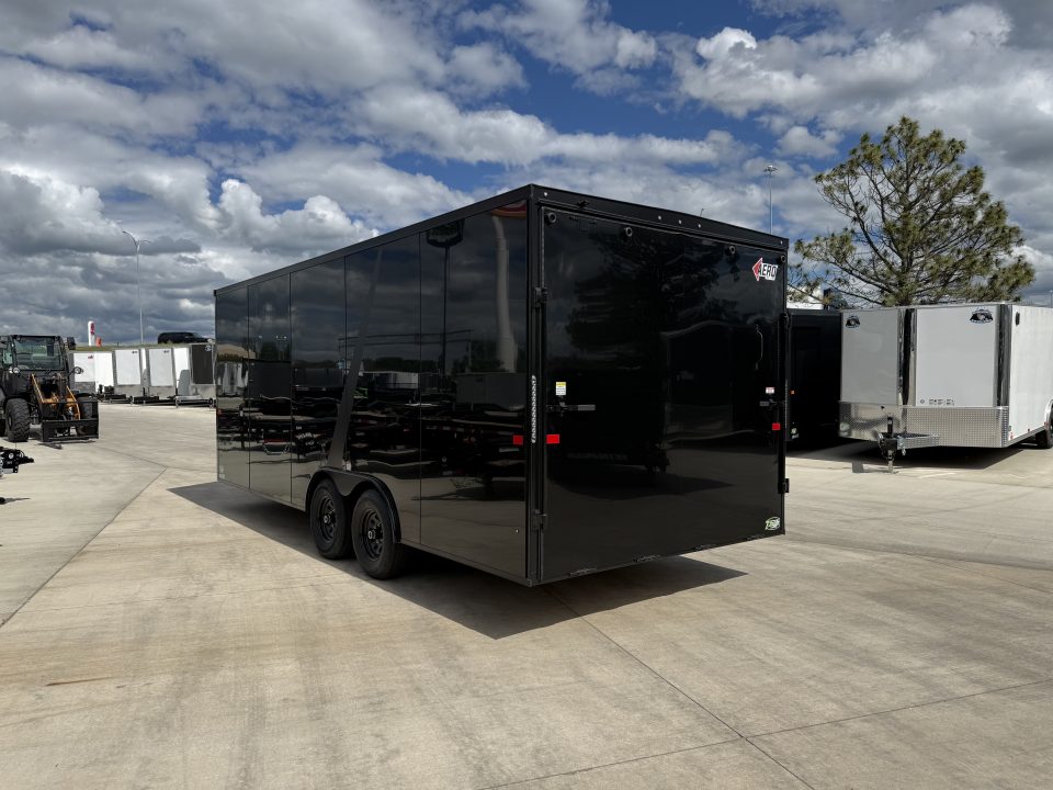New NEW 2027 AERO 8.5x20 +2’V, 7’ TALL, WHITE Interior, BLACKOUT  EDITION- QUALITY Enclosed Car Hauler Trailer