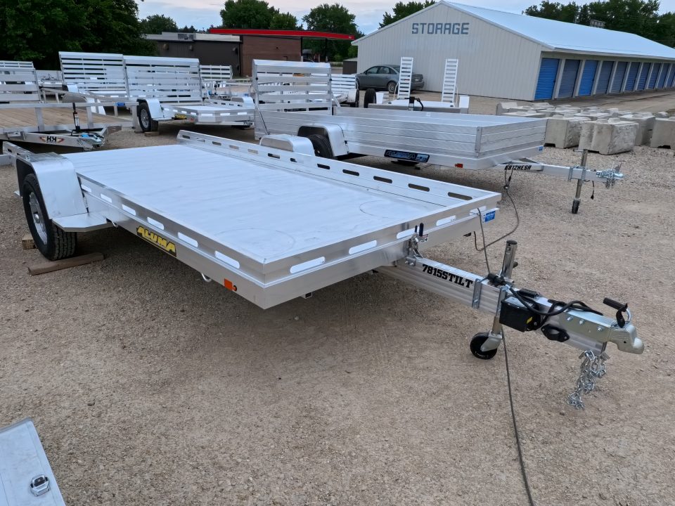 New 2027 Aluma 78 X 15 Single Axle Tilt Trailer with 4250 lb. GVWR, Electric Brakes and Slotted Sides