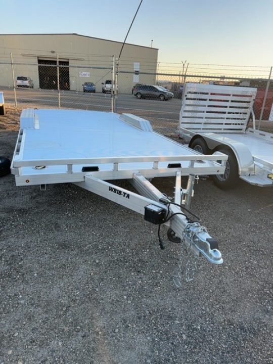 New 2027 Aluma 18' Wide Body Tandem Axle Electric Brakes Drive-On Fender Ramp Front Rail Rub Rail Std 5K RTD 14" Aluminum Wheels Car Hauler