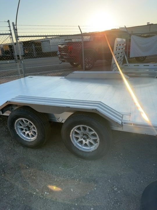 New 2027 Aluma 18' Wide Body Tandem Axle Electric Brakes Drive-On Fender Ramp Front Rail Rub Rail Std 5K RTD 14" Aluminum Wheels Car Hauler