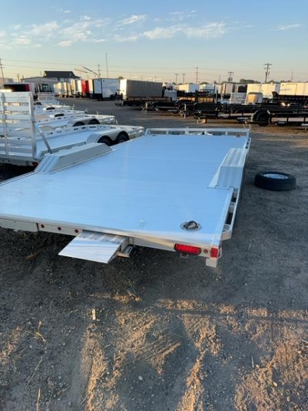 New 2027 Aluma 18' Wide Body Tandem Axle Electric Brakes Drive-On Fender Ramp Front Rail Rub Rail Std 5K RTD 14" Aluminum Wheels Car Hauler