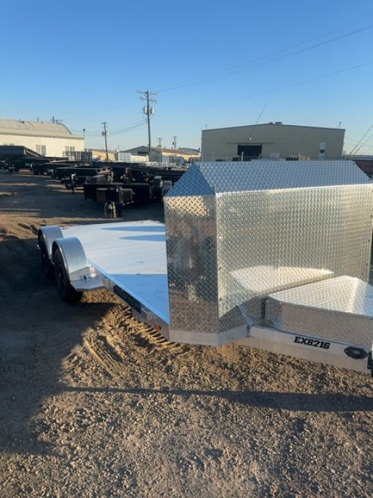 New 2027 Aluma Executive Series 8216 Tandem Spread Axle Electric Brakes Ramp 7' Front Rail Std 5k RTD 14" Aluminum Wheels Utility Trailer