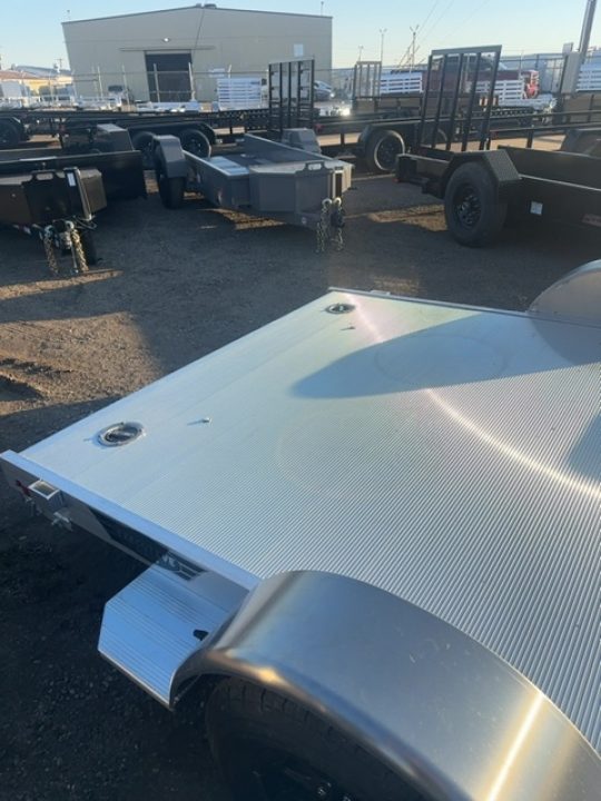 New 2027 Aluma Executive Series 8216 Tandem Spread Axle Electric Brakes Ramp 7' Front Rail Std 5k RTD 14" Aluminum Wheels Utility Trailer