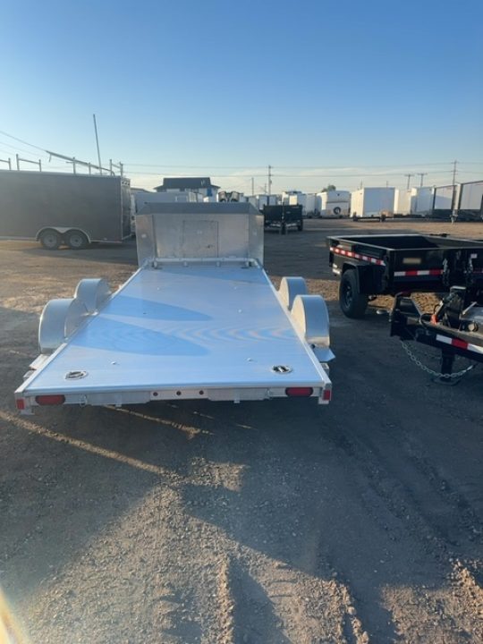 New 2027 Aluma Executive Series 8216 Tandem Spread Axle Electric Brakes Ramp 7' Front Rail Std 5k RTD 14" Aluminum Wheels Utility Trailer