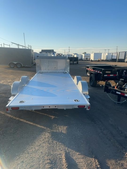 New 2027 Aluma Executive Series 8216 Tandem Spread Axle Electric Brakes Ramp 7' Front Rail Std 5k RTD 14" Aluminum Wheels Utility Trailer