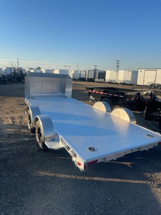 New 2027 Aluma Executive Series 8216 Tandem Spread Axle Electric Brakes Ramp 7' Front Rail Std 5k RTD 14" Aluminum Wheels Utility Trailer