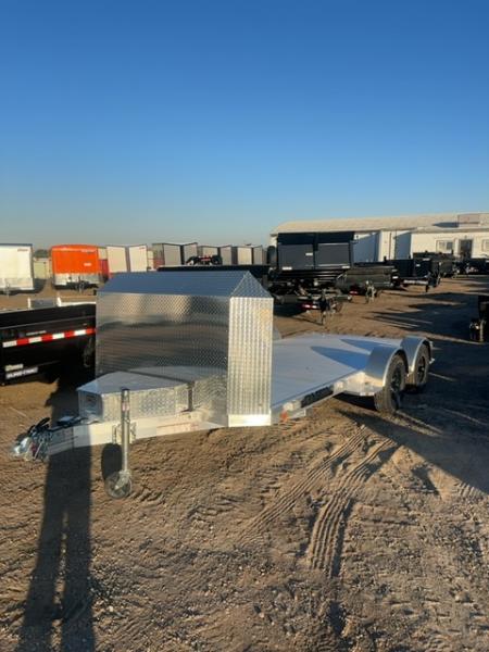 New 2027 Aluma Executive Series 8216 Tandem Spread Axle Electric Brakes Ramp 7' Front Rail Std 5k RTD 14  Aluminum Wheels Utility Trailer