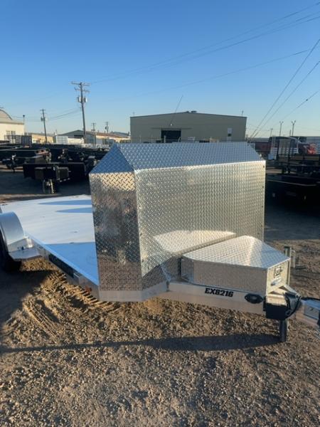 New 2027 Aluma Executive Series 8216 Tandem Spread Axle Electric Brakes Ramp 7' Front Rail Std 5k RTD 14" Aluminum Wheels Utility Trailer