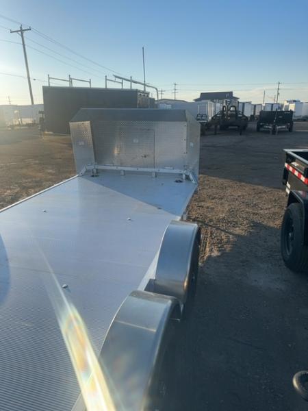 New 2027 Aluma Executive Series 8216 Tandem Spread Axle Electric Brakes Ramp 7' Front Rail Std 5k RTD 14" Aluminum Wheels Utility Trailer