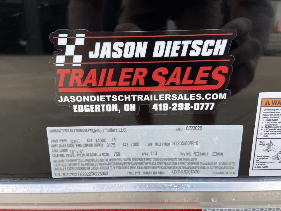 New United Trailers UXT-8.5X20 Cargo / Enclosed Trailer