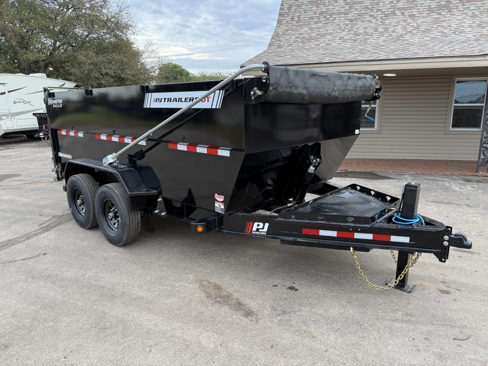 New 2027 PJ 83"x14' BP Tandem Axle Low Pro Telescopic Dump w/ 48" Sides – DT Voyager Package