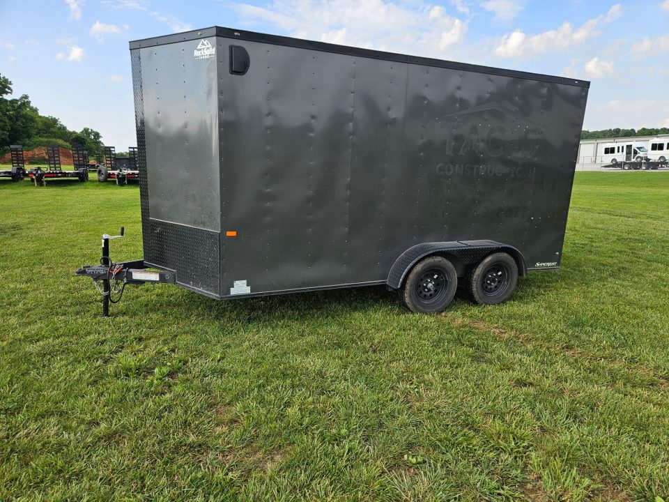 Used 2024 Rock Solid 7X14 TANDEM 7K CARGO W/BLACKOUT TRIM 7' HEIGHT & RAMP DOOR