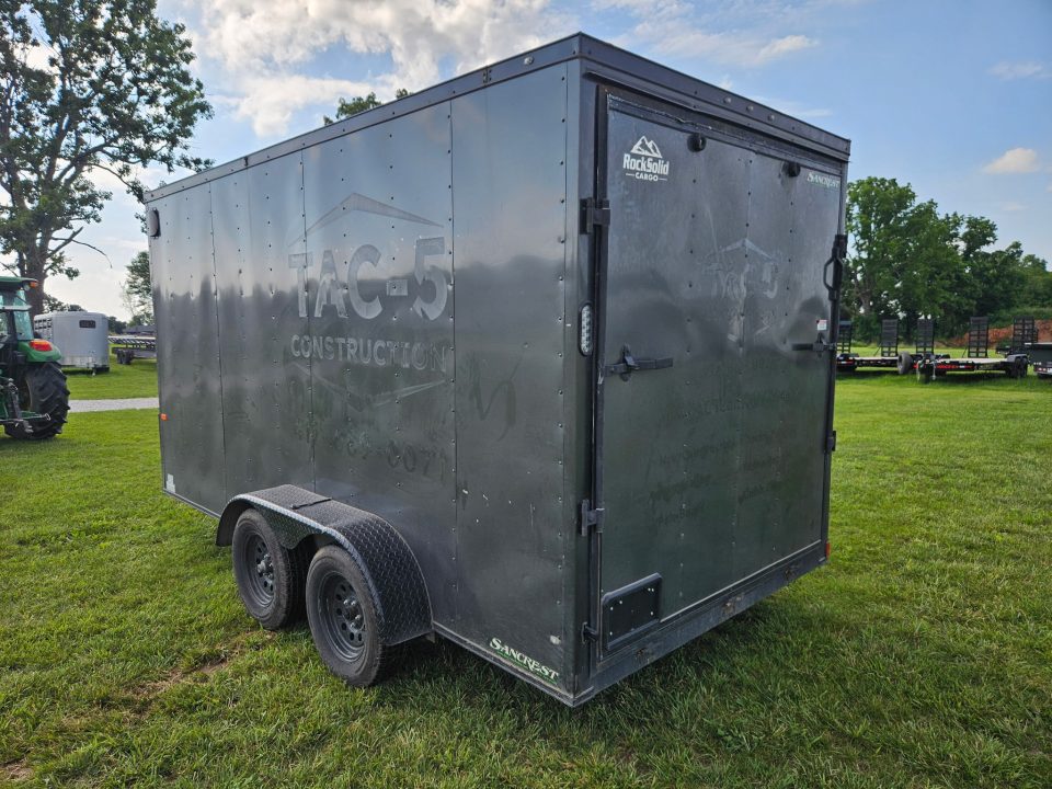 Used 2024 Rock Solid 7X14 TANDEM 7K CARGO W/BLACKOUT TRIM 7' HEIGHT & RAMP DOOR