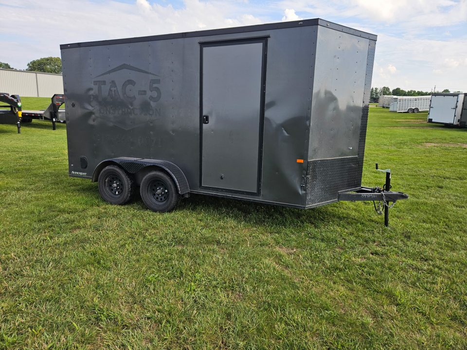 Used 2024 Rock Solid 7X14 TANDEM 7K CARGO W/BLACKOUT TRIM 7' HEIGHT & RAMP DOOR