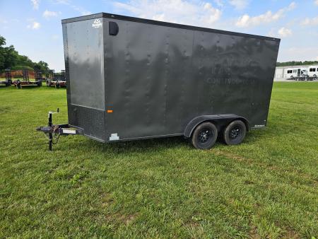 Used 2024 Rock Solid 7X14 TANDEM 7K CARGO W/BLACKOUT TRIM 7' HEIGHT & RAMP DOOR